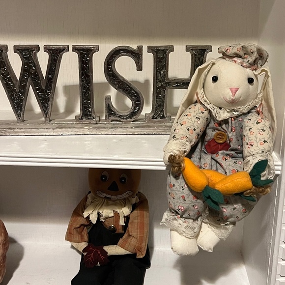 Vtg 70s SPRINGWATER COOKIE CO Primitive Bunny Rabbit Shelf Sitter Easter Nursery - Picture 4 of 10